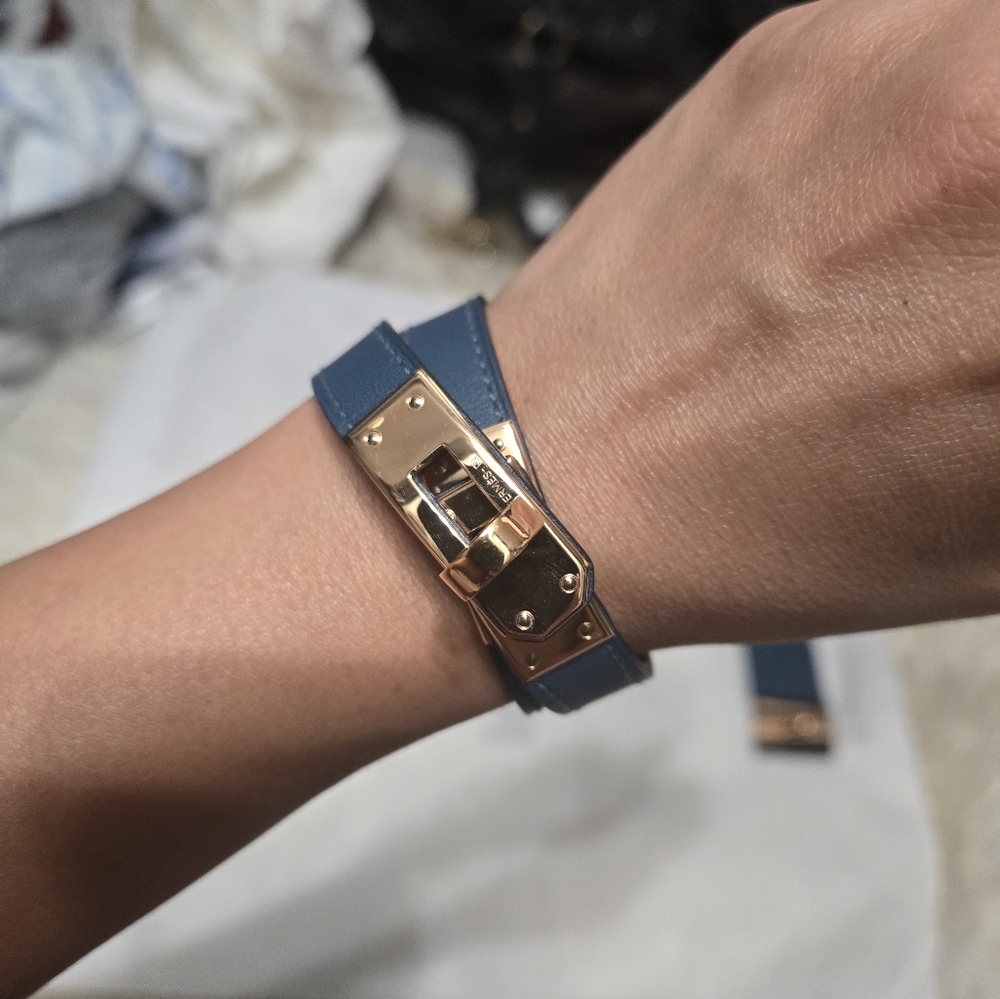 Hermes Kelly Double tour bracelet swift convert with gold hardware